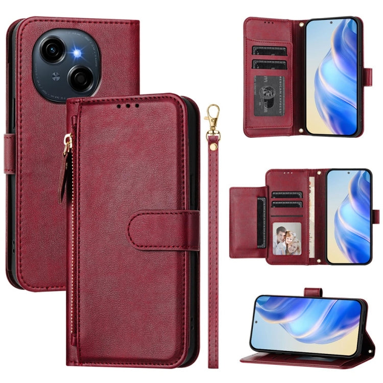 Multi-Card Slots Zipper Wallet Leather Phone Case, For Tecno Camon 50 Pro 4G, For Tecno Camon 50 4G, For Tecno Spark Slim, For Tecno Camon 40 Pro 4G, For Tecno Camon 40 Premier, For Tecno Camon 40 4G, For Tecno Spark 30 5G / Pova 6 Neo 5G              ...