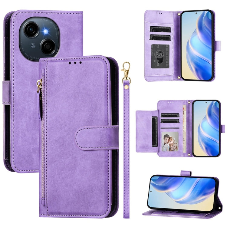 Multi-Card Slots Zipper Wallet Leather Phone Case, For Tecno Camon 50 Pro 4G, For Tecno Camon 50 4G, For Tecno Spark Slim, For Tecno Camon 40 Pro 4G, For Tecno Camon 40 Premier, For Tecno Camon 40 4G, For Tecno Spark 30 5G / Pova 6 Neo 5G              ...