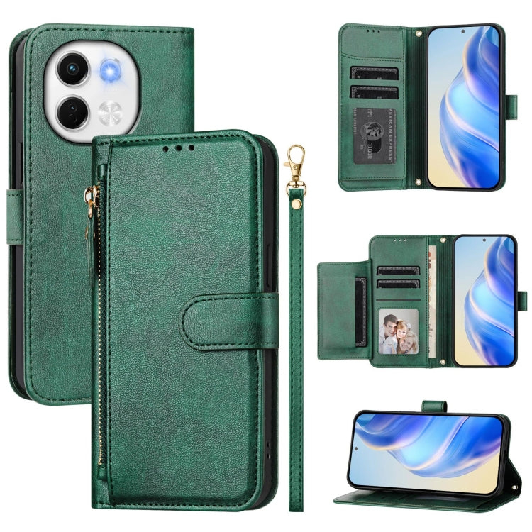 Multi-Card Slots Zipper Wallet Leather Phone Case, For Tecno Camon 50 Pro 4G, For Tecno Camon 50 4G, For Tecno Spark Slim, For Tecno Camon 40 Pro 4G, For Tecno Camon 40 Premier, For Tecno Camon 40 4G, For Tecno Spark 30 5G / Pova 6 Neo 5G              ...