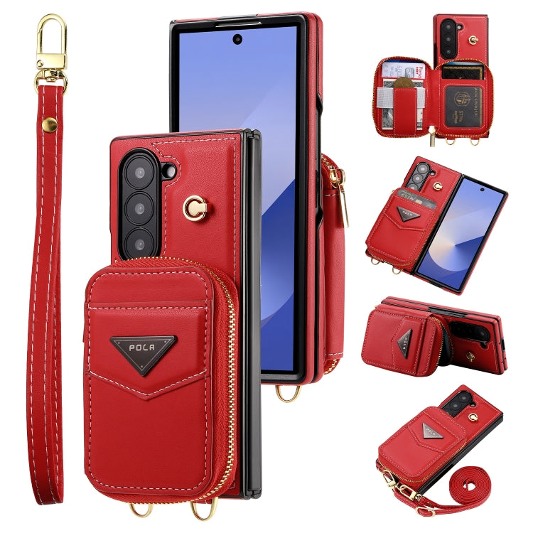 Étui portefeuille zippé POLA avec plusieurs fentes pour cartes, pour Samsung Galaxy Z Flip7 5G, pour Samsung Galaxy Z Flip6, pour Samsung Galaxy Z Fold6, pour Samsung Galaxy Z Flip5, pour Samsung Galaxy Z Flip3 5G