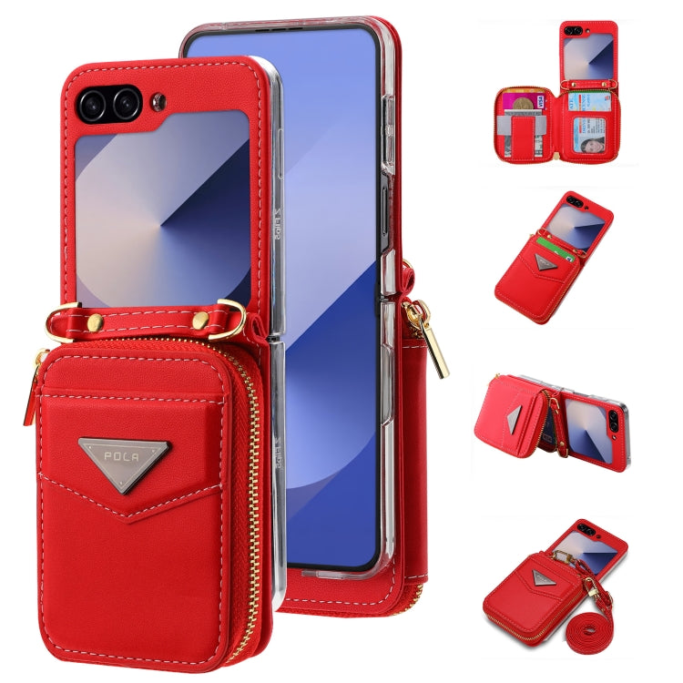 POLA Multi-Card Slots Zipper Wallet Phone Case, For Samsung Galaxy Z Flip7 5G, For Samsung Galaxy Z Flip6, For Samsung Galaxy Z Fold6, For Samsung Galaxy Z Flip5, For Samsung Galaxy Z Flip3 5G