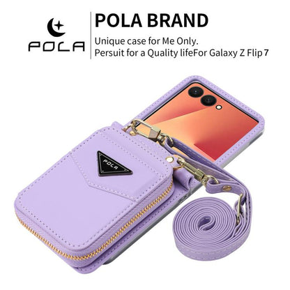 POLA Multi-Card Slots Zipper Wallet Phone Case, For Samsung Galaxy Z Flip7 5G, For Samsung Galaxy Z Flip6, For Samsung Galaxy Z Fold6, For Samsung Galaxy Z Flip5, For Samsung Galaxy Z Flip3 5G