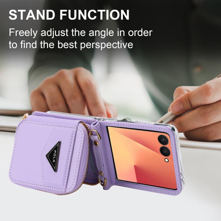 POLA Multi-Card Slots Zipper Wallet Phone Case, For Samsung Galaxy Z Flip7 5G, For Samsung Galaxy Z Flip6, For Samsung Galaxy Z Fold6, For Samsung Galaxy Z Flip5, For Samsung Galaxy Z Flip3 5G