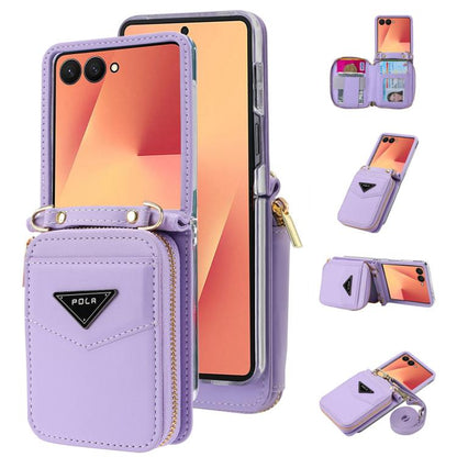 POLA Multi-Card Slots Zipper Wallet Phone Case, For Samsung Galaxy Z Flip7 5G, For Samsung Galaxy Z Flip6, For Samsung Galaxy Z Fold6, For Samsung Galaxy Z Flip5, For Samsung Galaxy Z Flip3 5G