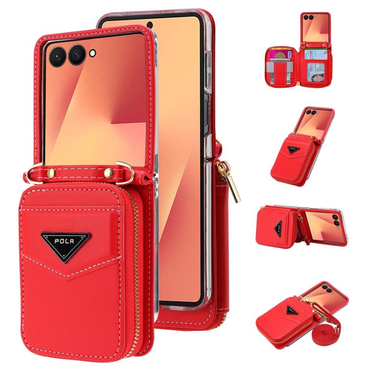 POLA Multi-Card Slots Zipper Wallet Phone Case, For Samsung Galaxy Z Flip7 5G, For Samsung Galaxy Z Flip6, For Samsung Galaxy Z Fold6, For Samsung Galaxy Z Flip5, For Samsung Galaxy Z Flip3 5G