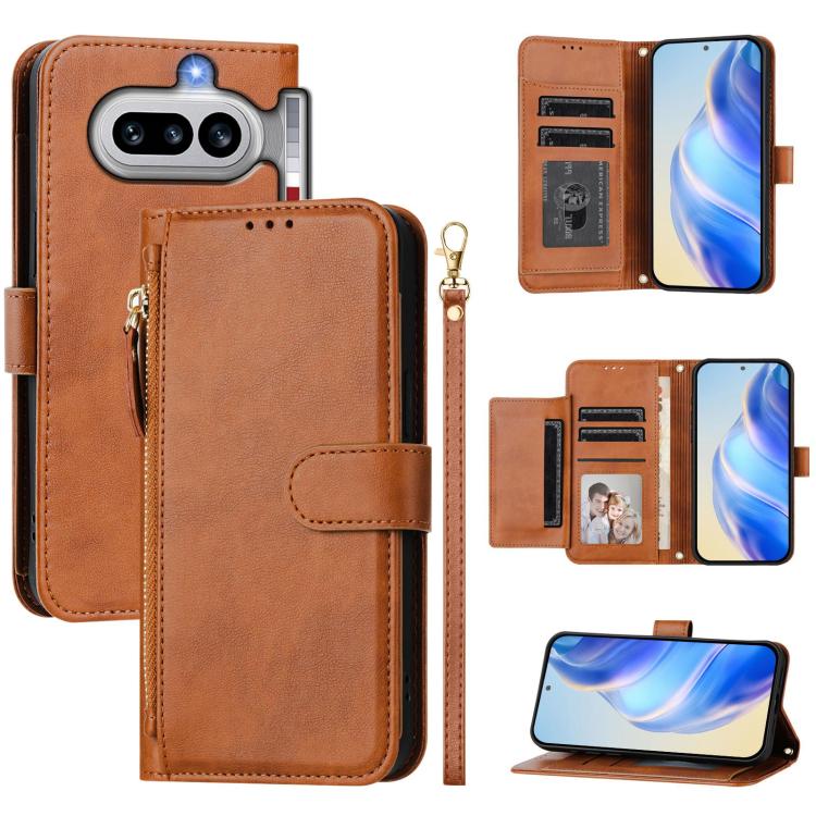 Multi-Card Slots Zipper Wallet Leather Phone Case, For Nothing Phone 4a Pro, For Nothing Phone 4a, For Nothing CMF Phone 1, For Nothing Phone 2a