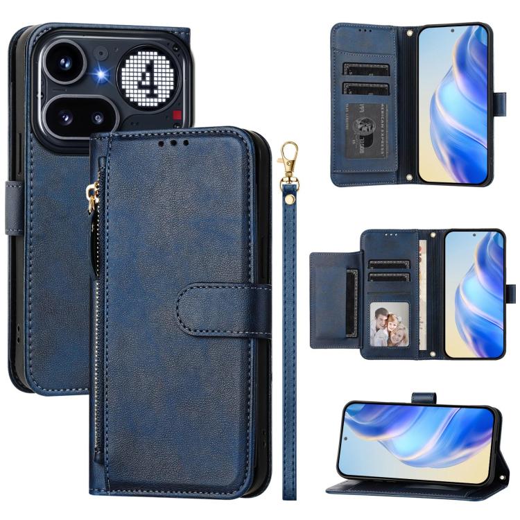 Multi-Card Slots Zipper Wallet Leather Phone Case, For Nothing Phone 4a Pro, For Nothing Phone 4a, For Nothing CMF Phone 1, For Nothing Phone 2a