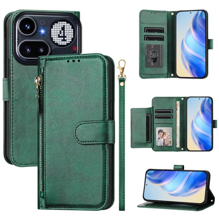 Multi-Card Slots Zipper Wallet Leather Phone Case, For Nothing Phone 4a Pro, For Nothing Phone 4a, For Nothing CMF Phone 1, For Nothing Phone 2a