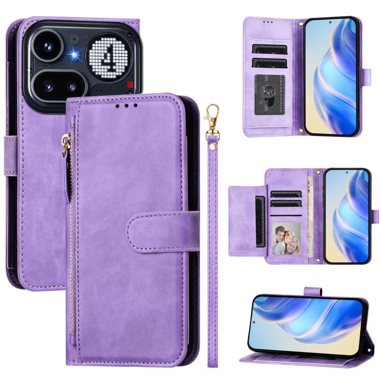 Multi-Card Slots Zipper Wallet Leather Phone Case, For Nothing Phone 4a Pro, For Nothing Phone 4a, For Nothing CMF Phone 1, For Nothing Phone 2a