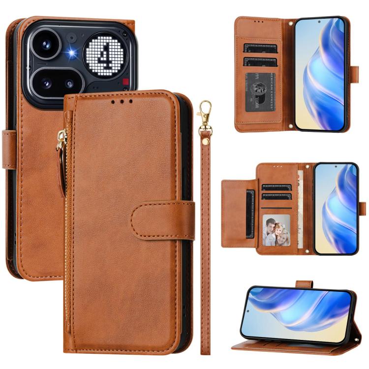 Multi-Card Slots Zipper Wallet Leather Phone Case, For Nothing Phone 4a Pro, For Nothing Phone 4a, For Nothing CMF Phone 1, For Nothing Phone 2a