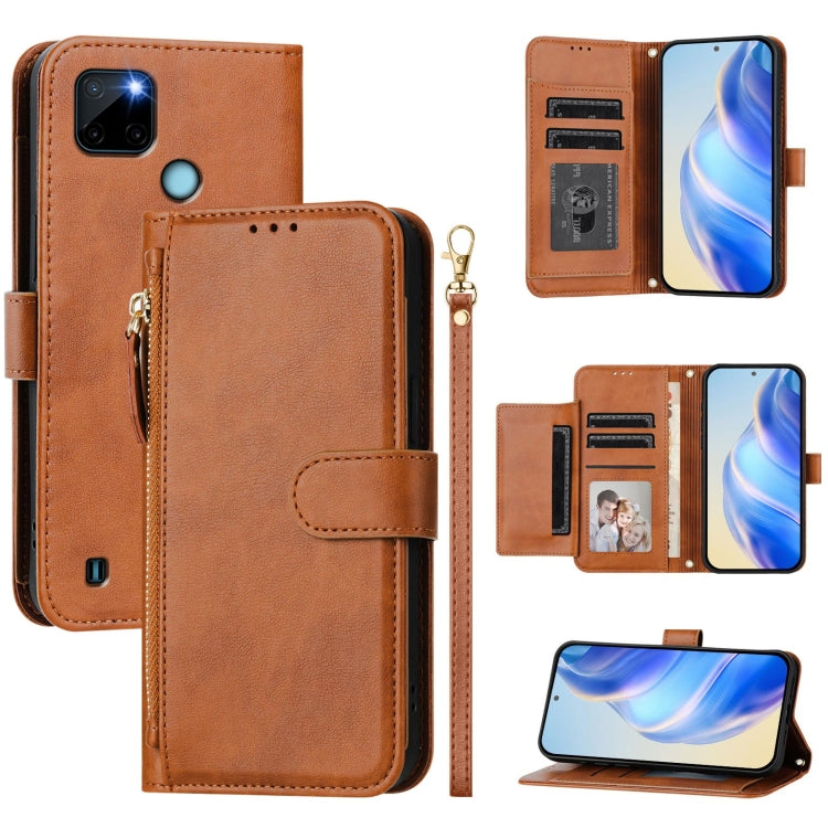 Multi-Card Slots Zipper Wallet Leather Phone Case, For Realme C21Y, For Realme C25 / C15 / C12 / C25s, For Realme 8 5G / V13 5G / Q3 5G, For Realme 8 4G / 8 Pro 4G, For Realme GT 5G / GT Neo 5G, For Realme C20 / C11 / C21