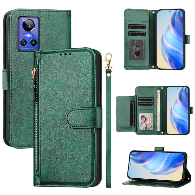 Multi-Card Slots Zipper Wallet Leather Phone Case, For Realme 11 5G Global / 11x 5G / C67 India, For Realme 11 4G Global, For Realme GT3 / GT5 240W, For Realme Narzo 60 Pro, For Realme C65 4G Global, For Realme C55 4G Global / Narzo N55                ...