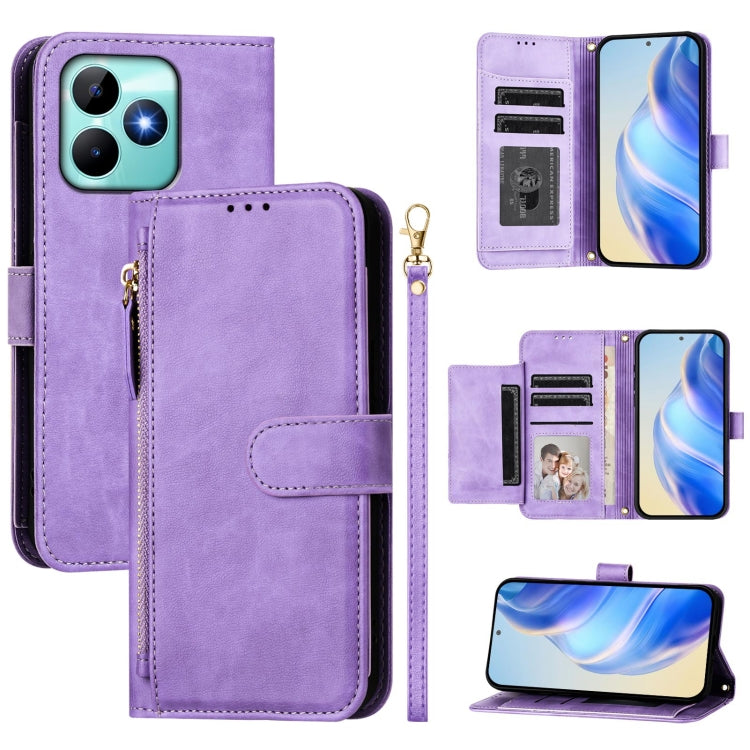 Multi-Card Slots Zipper Wallet Leather Phone Case, For Realme 14 / 14T 5G, For Realme P3 Ultra 5G, For Realme P3 5G / Realme Neo7x, For Realme 14 Pro+, For Realme GT 7 Pro, For Realme C63 5G Global, For Realme Note 60 4G Global / C61 India             ...