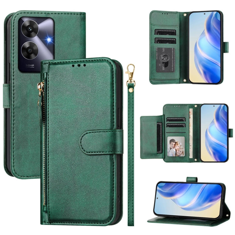 Multi-Card Slots Zipper Wallet Leather Phone Case, For Realme 14 / 14T 5G, For Realme P3 Ultra 5G, For Realme P3 5G / Realme Neo7x, For Realme 14 Pro+, For Realme GT 7 Pro, For Realme C63 5G Global, For Realme Note 60 4G Global / C61 India             ...