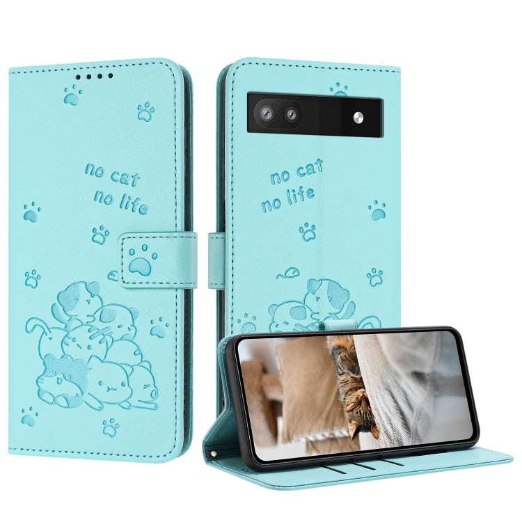 Embossed Kitten Phone Leather Case with Lanyard, For Google Pixel 11 Pro XL, For Google Pixel 11 / 11 Pro, For Google Pixel 10a, For Google Pixel 10 Pro XL, For Google Pixel 10 / 10 Pro, For Google Pixel 9a, For Google Pixel 9 Pro XL                   ...