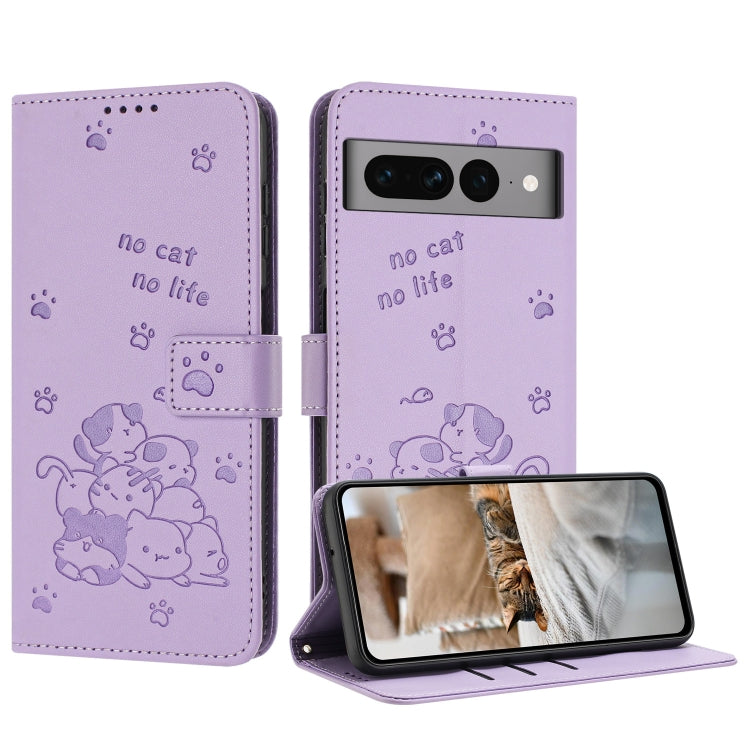 Embossed Kitten Phone Leather Case with Lanyard, For Google Pixel 11 Pro XL, For Google Pixel 11 / 11 Pro, For Google Pixel 10a, For Google Pixel 10 Pro XL, For Google Pixel 10 / 10 Pro, For Google Pixel 9a, For Google Pixel 9 Pro XL                   ...