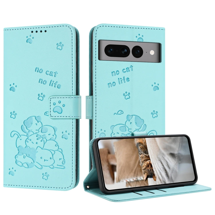 Embossed Kitten Phone Leather Case with Lanyard, For Google Pixel 11 Pro XL, For Google Pixel 11 / 11 Pro, For Google Pixel 10a, For Google Pixel 10 Pro XL, For Google Pixel 10 / 10 Pro, For Google Pixel 9a, For Google Pixel 9 Pro XL                   ...