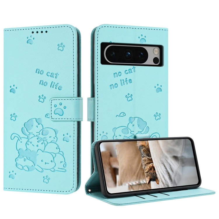 Embossed Kitten Phone Leather Case with Lanyard, For Google Pixel 11 Pro XL, For Google Pixel 11 / 11 Pro, For Google Pixel 10a, For Google Pixel 10 Pro XL, For Google Pixel 10 / 10 Pro, For Google Pixel 9a, For Google Pixel 9 Pro XL                   ...