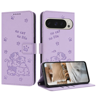 Embossed Kitten Phone Leather Case with Lanyard, For Google Pixel 11 Pro XL, For Google Pixel 11 / 11 Pro, For Google Pixel 10a, For Google Pixel 10 Pro XL, For Google Pixel 10 / 10 Pro, For Google Pixel 9a, For Google Pixel 9 Pro XL                   ...