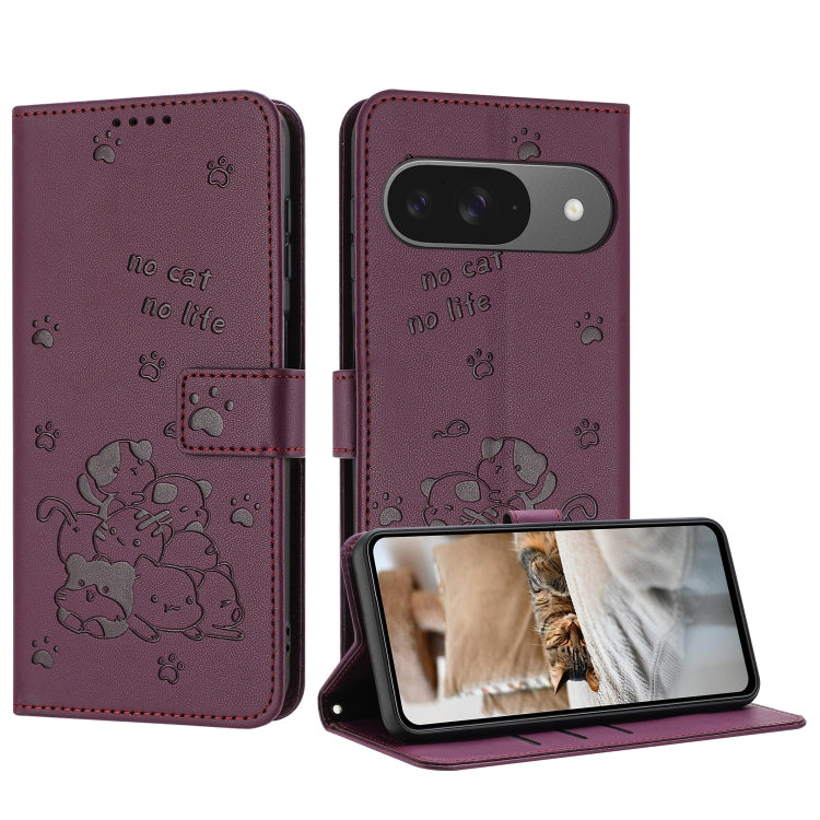 Embossed Kitten Phone Leather Case with Lanyard, For Google Pixel 11 Pro XL, For Google Pixel 11 / 11 Pro, For Google Pixel 10a, For Google Pixel 10 Pro XL, For Google Pixel 10 / 10 Pro, For Google Pixel 9a, For Google Pixel 9 Pro XL                   ...