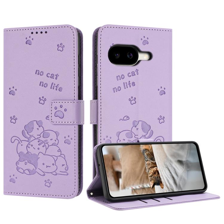 Embossed Kitten Phone Leather Case with Lanyard, For Google Pixel 11 Pro XL, For Google Pixel 11 / 11 Pro, For Google Pixel 10a, For Google Pixel 10 Pro XL, For Google Pixel 10 / 10 Pro, For Google Pixel 9a, For Google Pixel 9 Pro XL                   ...