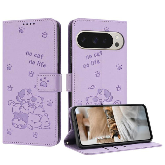 Embossed Kitten Phone Leather Case with Lanyard, For Google Pixel 11 Pro XL, For Google Pixel 11 / 11 Pro, For Google Pixel 10a, For Google Pixel 10 Pro XL, For Google Pixel 10 / 10 Pro, For Google Pixel 9a, For Google Pixel 9 Pro XL                   ...