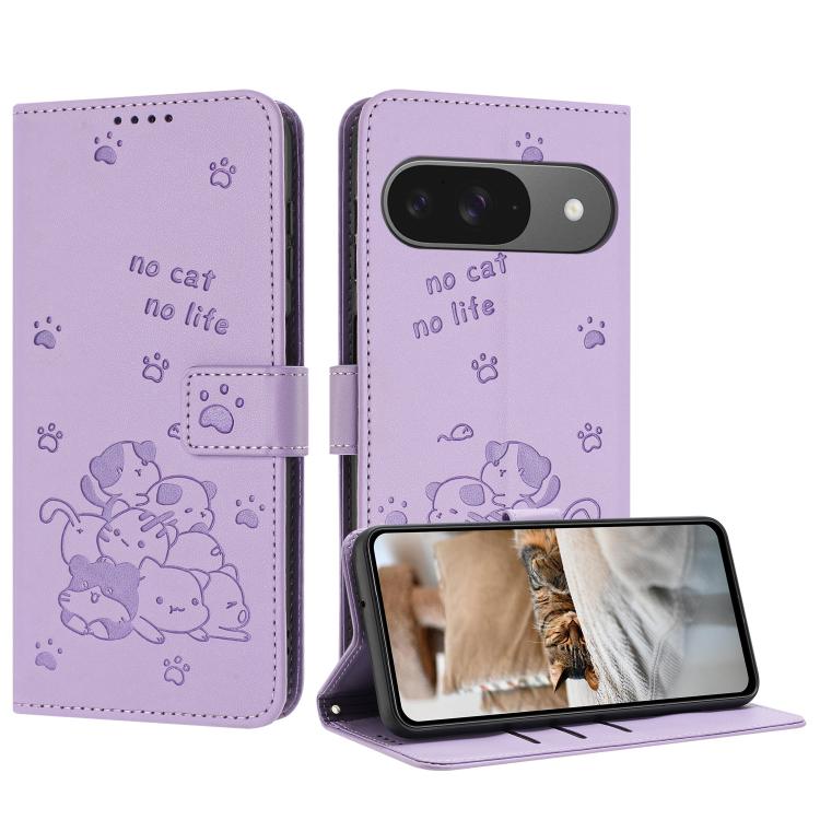 Embossed Kitten Phone Leather Case with Lanyard, For Google Pixel 11 Pro XL, For Google Pixel 11 / 11 Pro, For Google Pixel 10a, For Google Pixel 10 Pro XL, For Google Pixel 10 / 10 Pro, For Google Pixel 9a, For Google Pixel 9 Pro XL                   ...