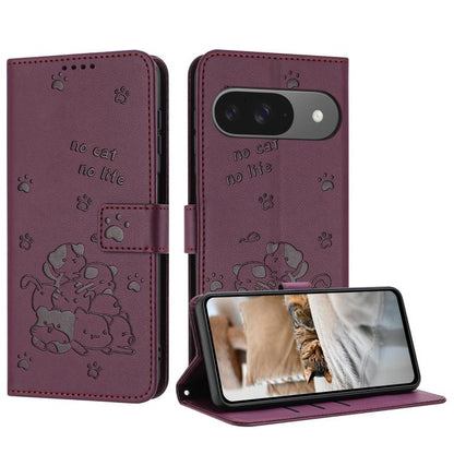 Embossed Kitten Phone Leather Case with Lanyard, For Google Pixel 11 Pro XL, For Google Pixel 11 / 11 Pro, For Google Pixel 10a, For Google Pixel 10 Pro XL, For Google Pixel 10 / 10 Pro, For Google Pixel 9a, For Google Pixel 9 Pro XL                   ...