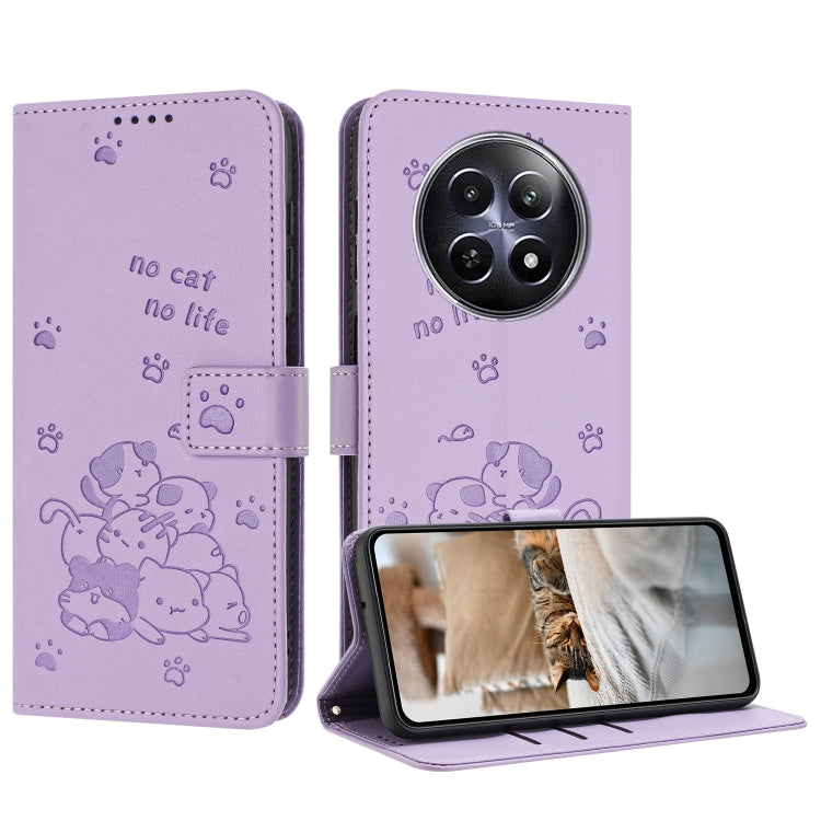 Embossed Kitten Phone Leather Case with Lanyard, For Realme 13 Pro 5G Global, For Realme 12 5G / 12x 5G Global, For Realme 12+ 5G Global / 12 4G, For Realme C67 4G Global, For Realme 12 Pro+ / 12 Pro, For Realme C53 / Narzo N53                         ...