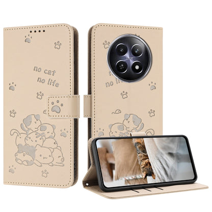 Embossed Kitten Phone Leather Case with Lanyard, For Realme 13 Pro 5G Global, For Realme 12 5G / 12x 5G Global, For Realme 12+ 5G Global / 12 4G, For Realme C67 4G Global, For Realme 12 Pro+ / 12 Pro, For Realme C53 / Narzo N53                         ...
