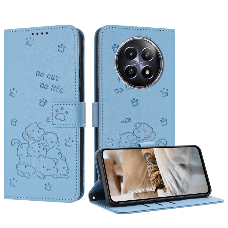 Embossed Kitten Phone Leather Case with Lanyard, For Realme 13 Pro 5G Global, For Realme 12 5G / 12x 5G Global, For Realme 12+ 5G Global / 12 4G, For Realme C67 4G Global, For Realme 12 Pro+ / 12 Pro, For Realme C53 / Narzo N53                         ...