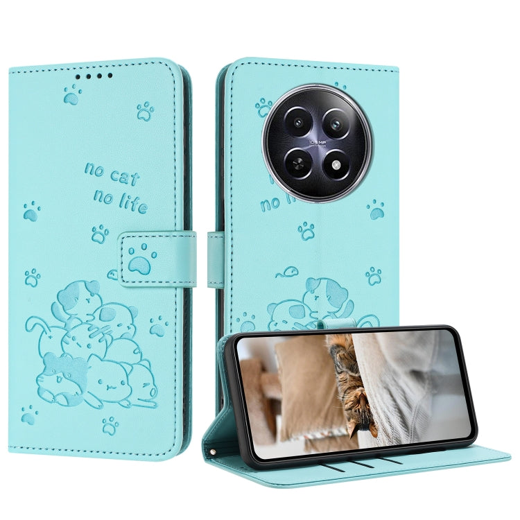 Embossed Kitten Phone Leather Case with Lanyard, For Realme 13 Pro 5G Global, For Realme 12 5G / 12x 5G Global, For Realme 12+ 5G Global / 12 4G, For Realme C67 4G Global, For Realme 12 Pro+ / 12 Pro, For Realme C53 / Narzo N53                         ...