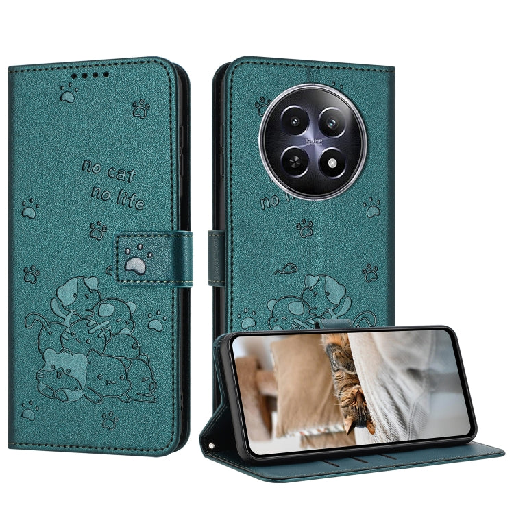 Embossed Kitten Phone Leather Case with Lanyard, For Realme 13 Pro 5G Global, For Realme 12 5G / 12x 5G Global, For Realme 12+ 5G Global / 12 4G, For Realme C67 4G Global, For Realme 12 Pro+ / 12 Pro, For Realme C53 / Narzo N53                         ...