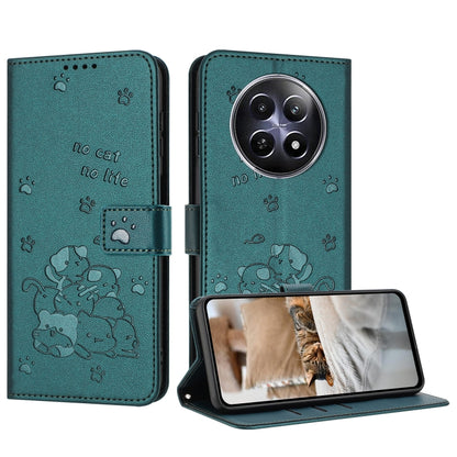 Embossed Kitten Phone Leather Case with Lanyard, For Realme 13 Pro 5G Global, For Realme 12 5G / 12x 5G Global, For Realme 12+ 5G Global / 12 4G, For Realme C67 4G Global, For Realme 12 Pro+ / 12 Pro, For Realme C53 / Narzo N53                         ...