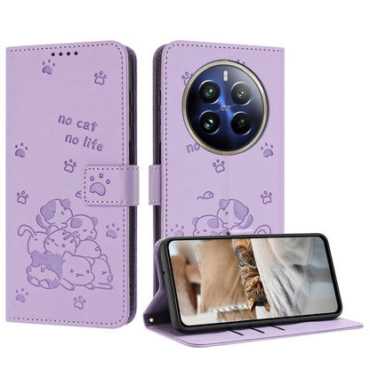 Embossed Kitten Phone Leather Case with Lanyard, For Realme 13 Pro 5G Global, For Realme 12 5G / 12x 5G Global, For Realme 12+ 5G Global / 12 4G, For Realme C67 4G Global, For Realme 12 Pro+ / 12 Pro, For Realme C53 / Narzo N53                         ...