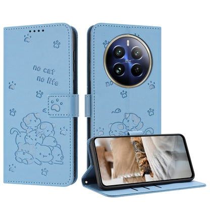 Embossed Kitten Phone Leather Case with Lanyard, For Realme 13 Pro 5G Global, For Realme 12 5G / 12x 5G Global, For Realme 12+ 5G Global / 12 4G, For Realme C67 4G Global, For Realme 12 Pro+ / 12 Pro, For Realme C53 / Narzo N53                         ...