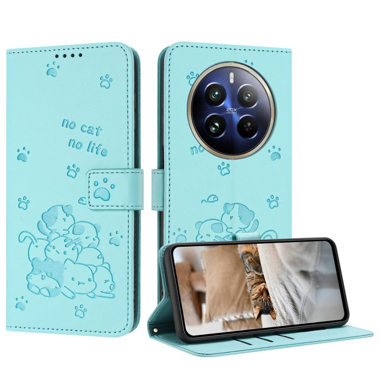 Embossed Kitten Phone Leather Case with Lanyard, For Realme 13 Pro 5G Global, For Realme 12 5G / 12x 5G Global, For Realme 12+ 5G Global / 12 4G, For Realme C67 4G Global, For Realme 12 Pro+ / 12 Pro, For Realme C53 / Narzo N53                         ...