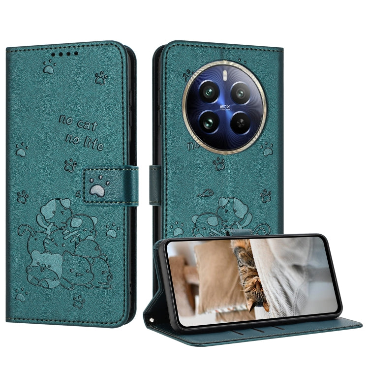 Embossed Kitten Phone Leather Case with Lanyard, For Realme 13 Pro 5G Global, For Realme 12 5G / 12x 5G Global, For Realme 12+ 5G Global / 12 4G, For Realme C67 4G Global, For Realme 12 Pro+ / 12 Pro, For Realme C53 / Narzo N53                         ...