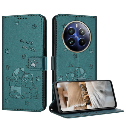 Embossed Kitten Phone Leather Case with Lanyard, For Realme 13 Pro 5G Global, For Realme 12 5G / 12x 5G Global, For Realme 12+ 5G Global / 12 4G, For Realme C67 4G Global, For Realme 12 Pro+ / 12 Pro, For Realme C53 / Narzo N53                         ...