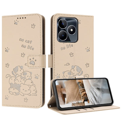 Embossed Kitten Phone Leather Case with Lanyard, For Realme 13 Pro 5G Global, For Realme 12 5G / 12x 5G Global, For Realme 12+ 5G Global / 12 4G, For Realme C67 4G Global, For Realme 12 Pro+ / 12 Pro, For Realme C53 / Narzo N53                         ...