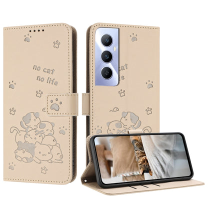 Embossed Kitten Phone Leather Case with Lanyard, For Realme 13 Pro 5G Global, For Realme 12 5G / 12x 5G Global, For Realme 12+ 5G Global / 12 4G, For Realme C67 4G Global, For Realme 12 Pro+ / 12 Pro, For Realme C53 / Narzo N53                         ...