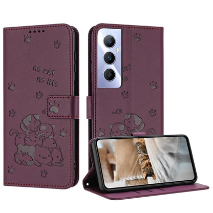 Embossed Kitten Phone Leather Case with Lanyard, For Realme 13 Pro 5G Global, For Realme 12 5G / 12x 5G Global, For Realme 12+ 5G Global / 12 4G, For Realme C67 4G Global, For Realme 12 Pro+ / 12 Pro, For Realme C53 / Narzo N53                         ...