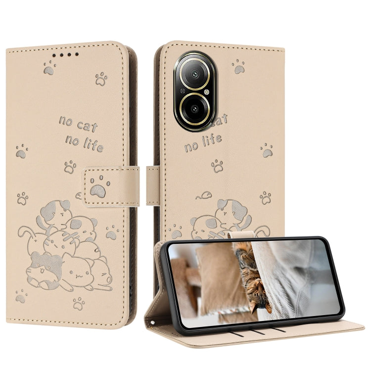 Embossed Kitten Phone Leather Case with Lanyard, For Realme 13 Pro 5G Global, For Realme 12 5G / 12x 5G Global, For Realme 12+ 5G Global / 12 4G, For Realme C67 4G Global, For Realme 12 Pro+ / 12 Pro, For Realme C53 / Narzo N53                         ...