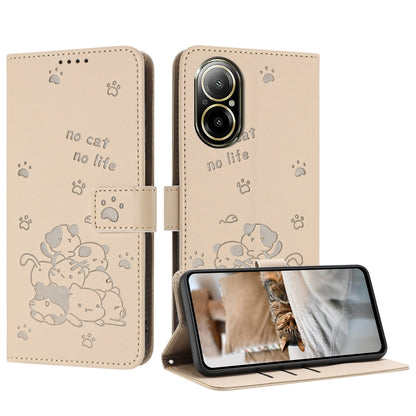 Embossed Kitten Phone Leather Case with Lanyard, For Realme 13 Pro 5G Global, For Realme 12 5G / 12x 5G Global, For Realme 12+ 5G Global / 12 4G, For Realme C67 4G Global, For Realme 12 Pro+ / 12 Pro, For Realme C53 / Narzo N53                         ...