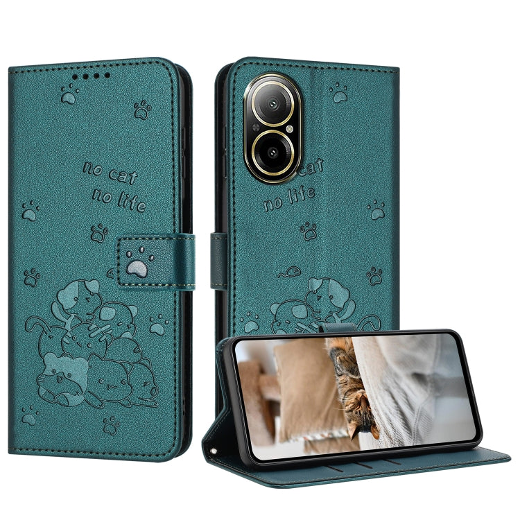 Embossed Kitten Phone Leather Case with Lanyard, For Realme 13 Pro 5G Global, For Realme 12 5G / 12x 5G Global, For Realme 12+ 5G Global / 12 4G, For Realme C67 4G Global, For Realme 12 Pro+ / 12 Pro, For Realme C53 / Narzo N53                         ...
