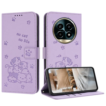 Étui en cuir gaufré chat pour téléphone avec cordon, pour Realme 13 Pro 5G Global, pour Realme 12 5G / 12x 5G Global, pour Realme 12+ 5G Global / 12 4G, pour Realme C67 4G Global, pour Realme 12 Pro+ / 12 Pro, pour Realme C53 / Narzo N53