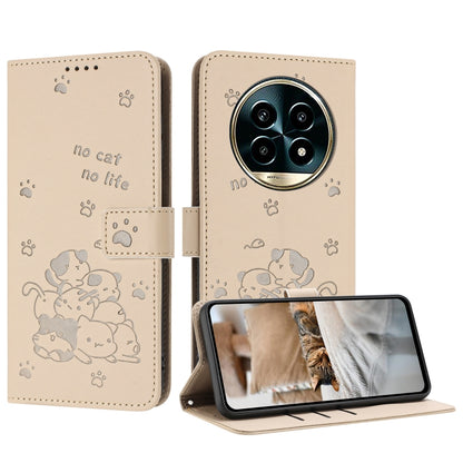 Étui en cuir gaufré chat pour téléphone avec cordon, pour Realme 13 Pro 5G Global, pour Realme 12 5G / 12x 5G Global, pour Realme 12+ 5G Global / 12 4G, pour Realme C67 4G Global, pour Realme 12 Pro+ / 12 Pro, pour Realme C53 / Narzo N53