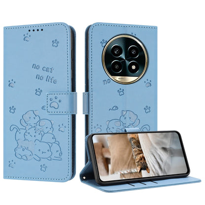 Étui en cuir gaufré chat pour téléphone avec cordon, pour Realme 13 Pro 5G Global, pour Realme 12 5G / 12x 5G Global, pour Realme 12+ 5G Global / 12 4G, pour Realme C67 4G Global, pour Realme 12 Pro+ / 12 Pro, pour Realme C53 / Narzo N53