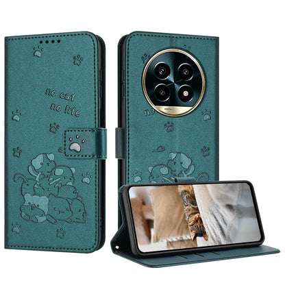 Étui en cuir gaufré chat pour téléphone avec cordon, pour Realme 13 Pro 5G Global, pour Realme 12 5G / 12x 5G Global, pour Realme 12+ 5G Global / 12 4G, pour Realme C67 4G Global, pour Realme 12 Pro+ / 12 Pro, pour Realme C53 / Narzo N53