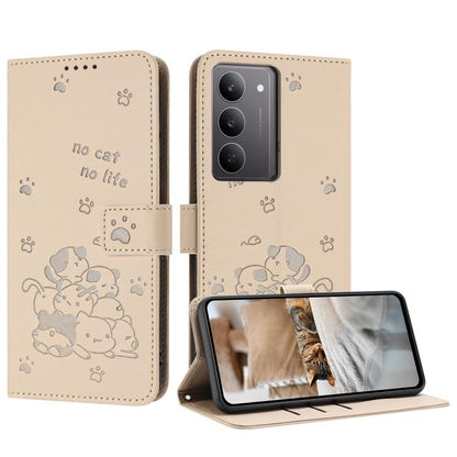 Embossed Kitten Phone Leather Case with Lanyard, For Realme C100 / 100i / 100x 4G, For Realme P4 Power 5G, For Realme 16 5G, For Realme 16 Pro+ 5G, For Realme 16 Pro 5G, For Realme C85 5G / 15x  5G India, For Realme C85 Pro 4G, For Realme 15T 5G       ...